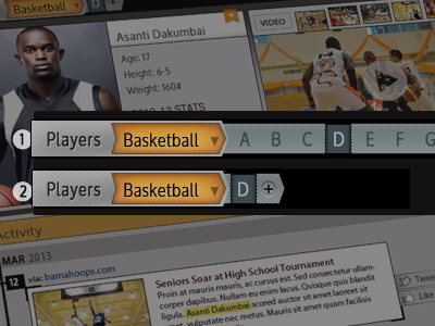 Alpha Slider UI & Profile Layout basketball ia layout nav profile sports ui