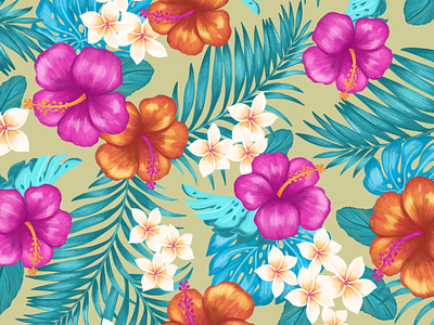 Tropic Thunder pattern apple pencil color pencil floral flowers illustration ipad pro line work pattern procreate tropical