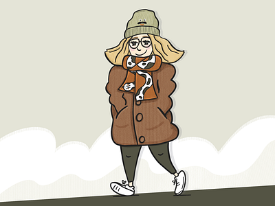 Winter stroll character doodle illustration procreate sketchbook texture winter
