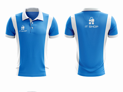 Poloshirt it shop blue-white design graphic design