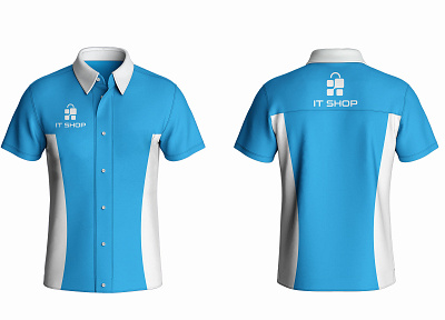 Shirt it shop blue-white branding design illustration