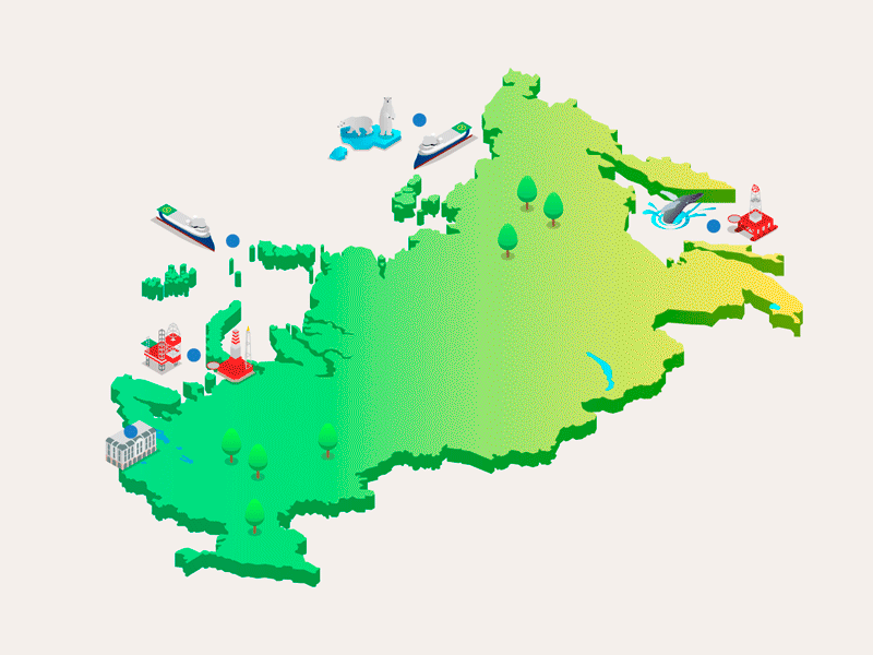 Company Projects Map animation illustration isometric mapa oil production