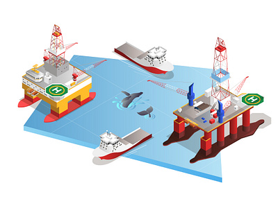 Company Project 01 Illustration illustration isometric design oil production ships vector