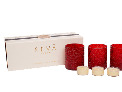 Buy SET OF 3 RED VOTIVES in Christmas Collection candles fragrance scented