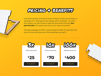 Pricing + Benefits black comparison pricing ui yellow