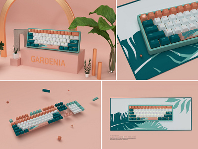 Mechanical Keyboard set - "Gardenia" 3d blender design graphic design keyboard keycap mechanical keyboard product themed