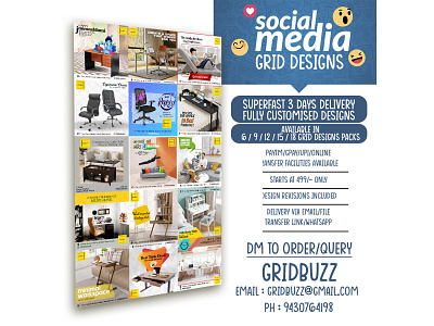 Social Media Grid (15 in 1) customized designs customized grid design graphic designer graphic designs social media social media grid