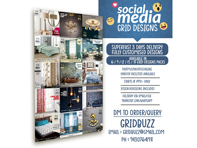 Customized social Media Grids (15 in 1) customized designs customized grid design graphic designer graphic designs social media social media grid