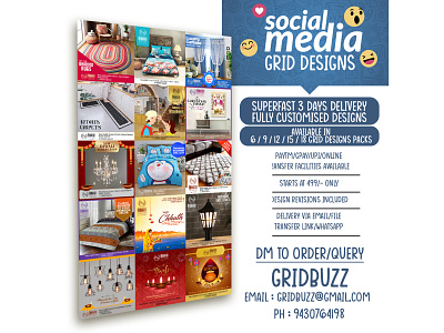 Social Media Designs (15 in 1) customized designs customized grid design graphic designer graphic designs social media social media grid