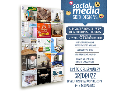 Social Media Grid (15 in 1) Designs customized designs customized grid design graphic designer graphic designs social media social media grid