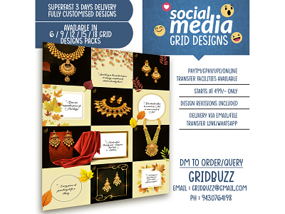 Social Media Grid Design (12 in 1) customized designs customized grid design graphic designer graphic designs social media social media grid