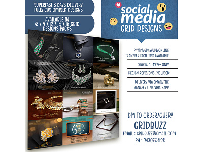 Social Media Grid Design (12 in 1) customized designs customized grid design graphic designer graphic designs social media social media grid