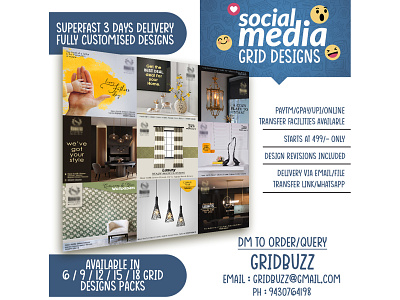 Social Media Grid (9 in 1) customized designs customized grid design graphic designer graphic designs social media social media grid