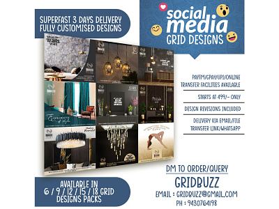 Social Media Grid (9 in 1) customized designs customized grid design graphic designer graphic designs social media social media grid