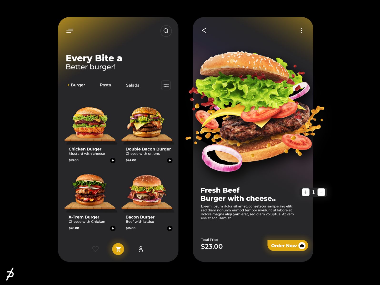 Burger App UI - Every Bite a Better burger! by MAWU on Dribbble