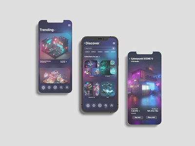 NFT App Design 3d adobe adobexd animation app art branding design figma graphic design hireme icon illustration logo motion graphics photoshop typography ui ux vector