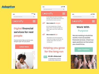 Fintech Adaptive adaptive app fintech landing page mobile ui ux web