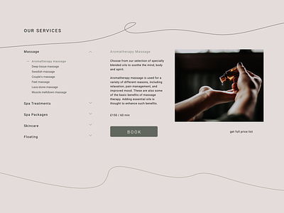 Spa Services Page beauty branding design landing page minimal minimalist spa ui ux web