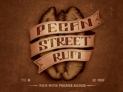 Pecan Street Rum hand lettering typography illustration rum