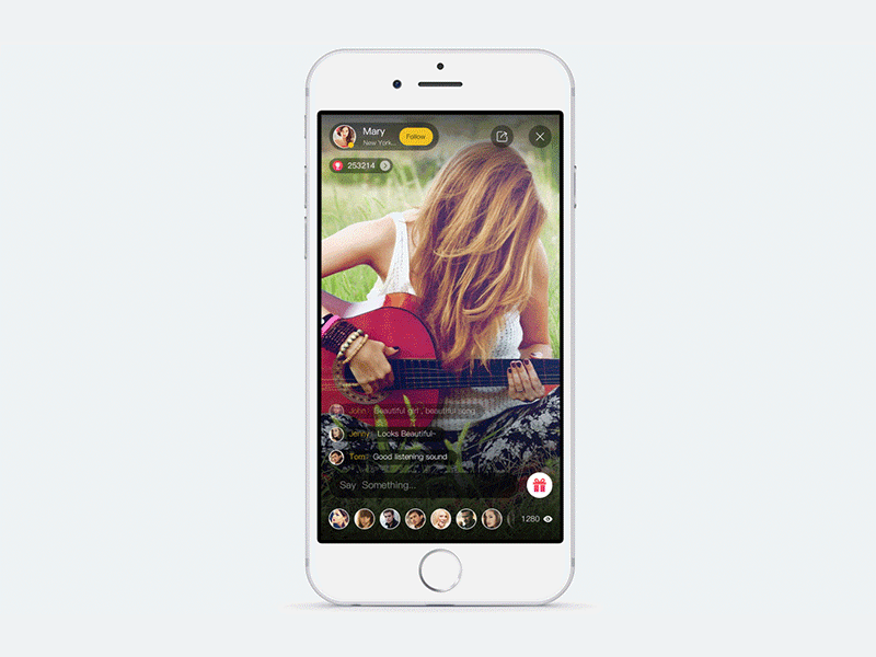 Live video app design （gif） app，video，movie，flim，gift，live car gif music send ux