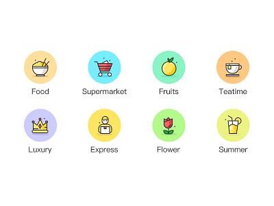 Food Icons app express flower food fruit icon line luxury shop summer tea