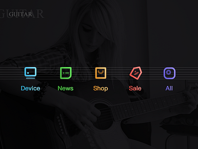 Guitar colorful Icon all app blue computer device green icon news red sale shop ui