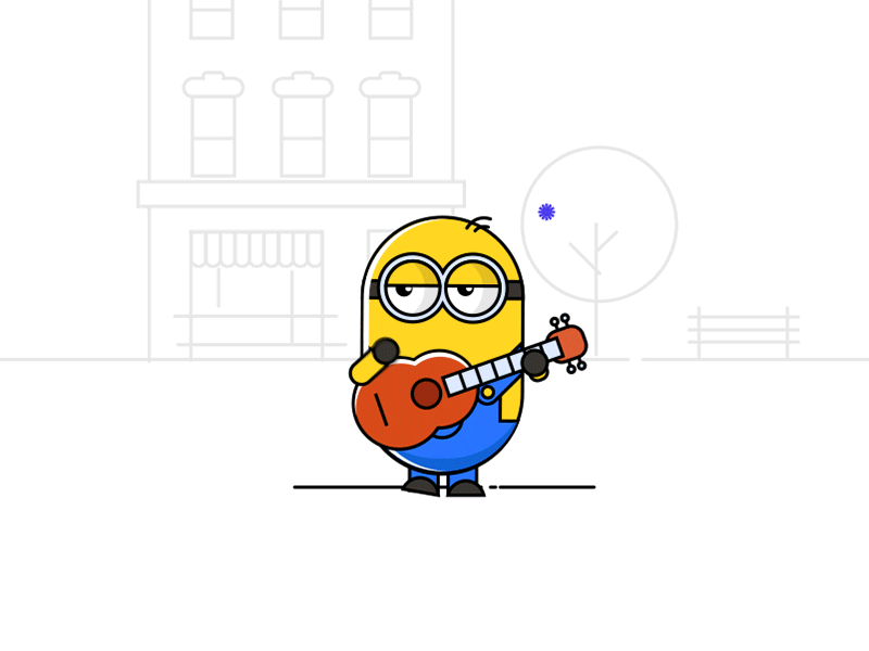 Yellow Minions ae animation app cartoon fun gif guitar icon illustration minions music ui