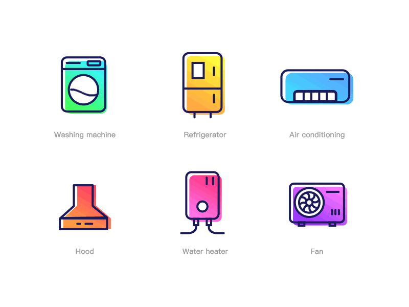 Device Animation air conditioning animation app control equipment fridge gift house icon smart smart home washing machine