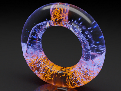 Flaming Liquid in a Donut abstract graphic design simulation