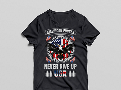 American Forces Never give up t-shirt design branding design graphic design illustration logo t shirt design typography vector