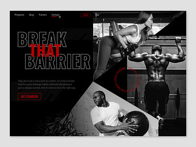 Hero concept design for a fitness website