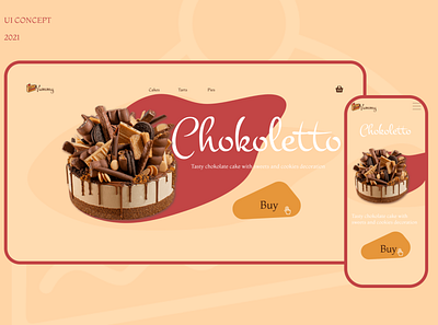 Chokoletto bakery products concept cake landing site ui