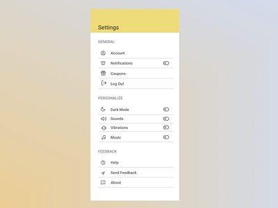 Game app Settings page app daily ui product design settings page uiux