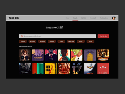 Movie website search feature daily ui product design search feature uiux