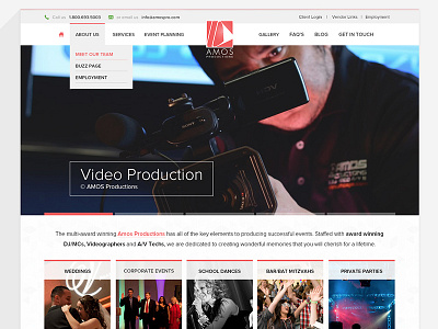 Amos Productions Website amos design events homepage production web weddings