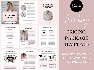 Coaching Package Pricing Template Canva businessproposal canvatemplates clientonboarding clientwelcome coachingpackage coachtemplate ebooktemplate leadmagnettemplate pricingguidetemplate servicesandpricingtemplate servicesguide welcometemplate