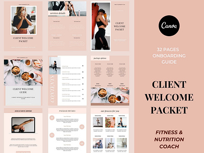 Client Welcome Packet Template for Coaches canva fitness canvatemplates client welcome template coachingclient ebook template fitness template fitnessebook newclient nutrition ebook nutritiontemplate onboardingtemplate pricing guide proposaltemplate welcomepacket