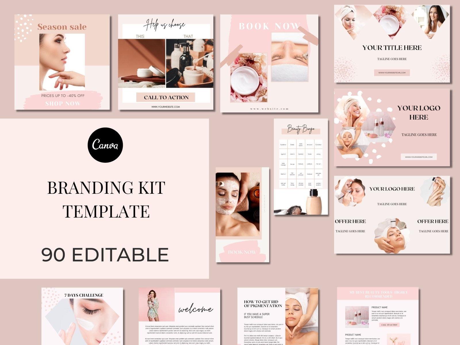 Branding Template Kit Pack For Skincare Esthetician By Anindita 