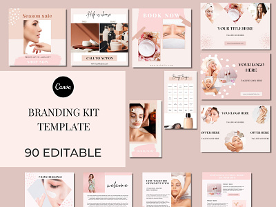 Branding Template Kit Pack for Skincare Esthetician beauty branding facebooktemplate icons instagramposttemplate leadmagnettemplate marketing template skincare socialmediatemplate