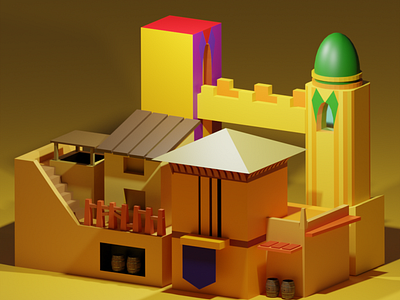 Arabic Town 3d graphic design ui