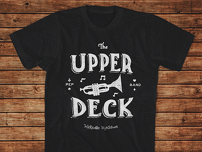 The Upper Deck Shirt band hand drawn hand made high school music pep band school shirt trumpet type vintage