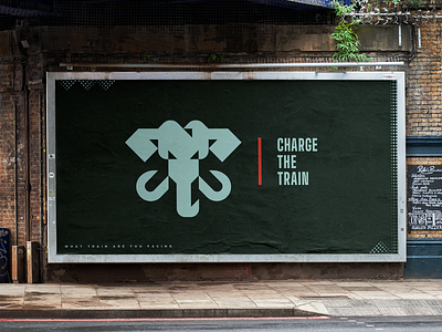 Triangle Elephant billboard bold brand branding charge charge the train elephant elephants focused logo mad manly mark podcast rough shapes simple tough train triangles