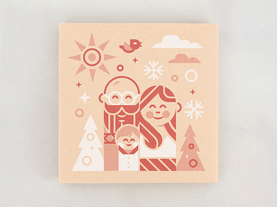 Family Christmas Card card christmas fabrication fmaily illustration letterpress mockup people retro screen print simple toys