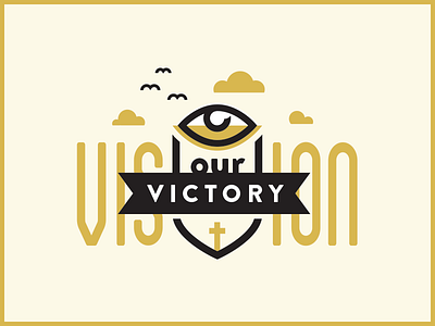 Victory Vision Logo birds cloud crest cross eye graphic logo presentation type