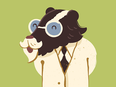 Dr. Diggy badger doctor glasses mustache texture