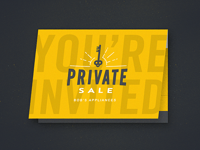 Private Sale Invite classy folds fun invite key mockup modern texture vintage