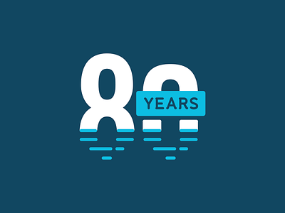 80 Years anniversary logo reflection type water