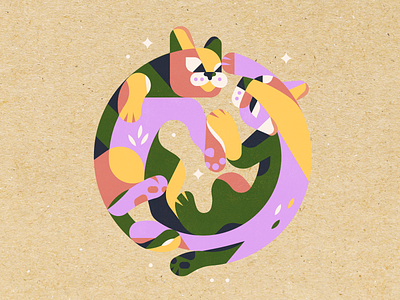 Even with nine lives I’d choose you every time. 9 anniversary card cats circle circle card colors forever illustration love nine nine lives nine years print round shapes simple texture