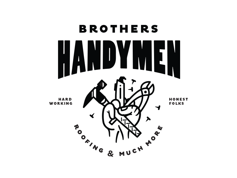 Handymen Logo 1 brand fun hammer hand handy handyman lines logo manly men tools vintage