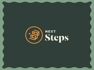 Next Steps branding icon illustration logo stairs talk bubble